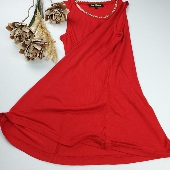 NEW Sam Edelman Red Viscose Gold Chain Top Small - Picture 6 of 10